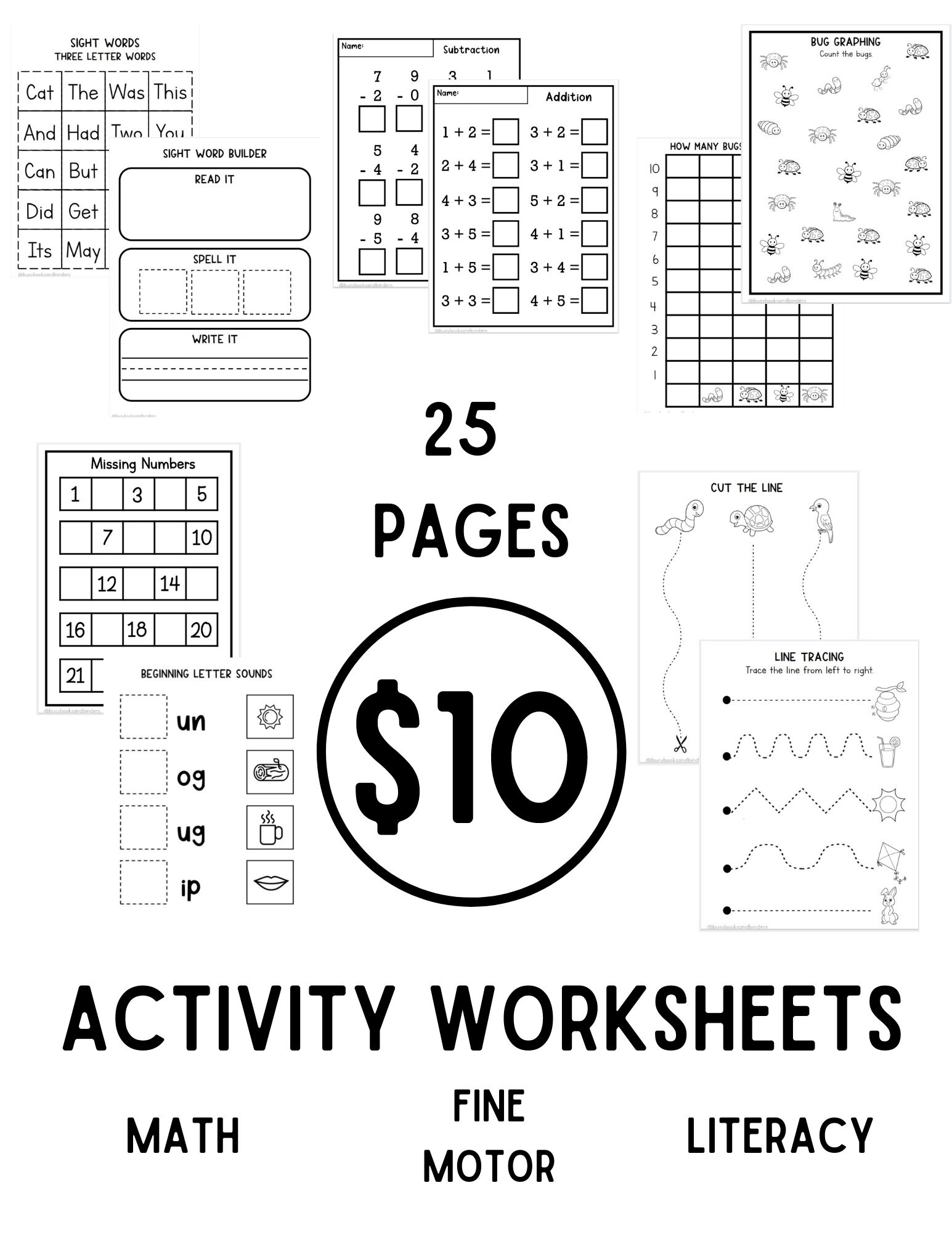 physical copy summer worksheet bundle kindergarten etsy
