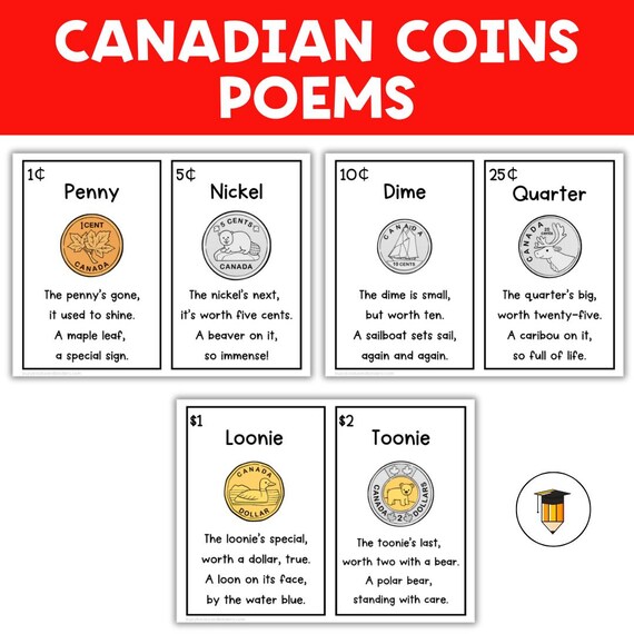 Canadian Money Poster | Money Poem | Canadian Coins | Money Poster for Kids | Financial Literacy Printable