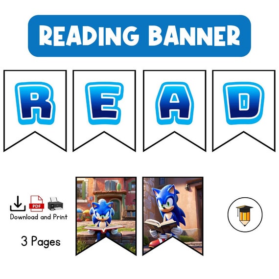 READ Banner | Library Display | Children's Book | Reading | Classroom Decor | Gamer | Cartoon | Books | Literacy | Printable Banner