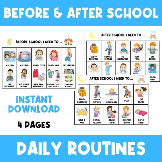 Before School | After School Routine Chart | Morning | Afternoon Bedtime Routine | Visual Aid | Visual Schedule | Toddler | Behavior Chart
