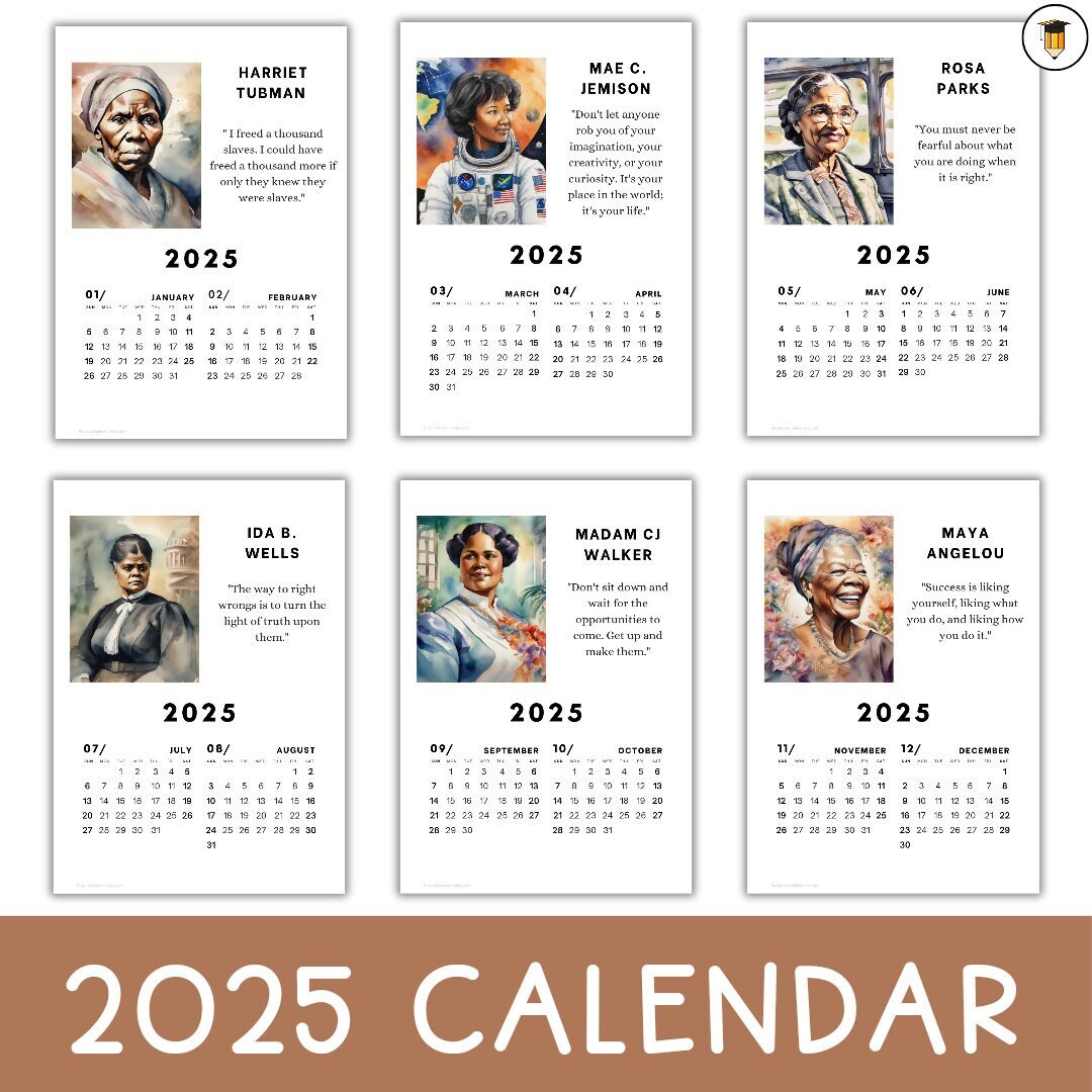 2025 Black History Calendar Bulletin Board Display Black History Decor African American History Printable Calendar 2025 Desk - Etsy