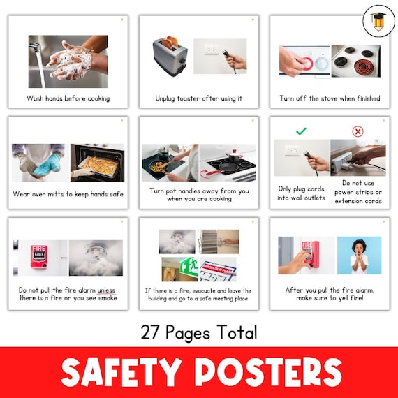 HOME SAFETY POSTERS | Fire Drill Routine | Home Safety | Educational Poster | Safety Posters | Kitchen Safety | Lifeskills | Safety for Kids