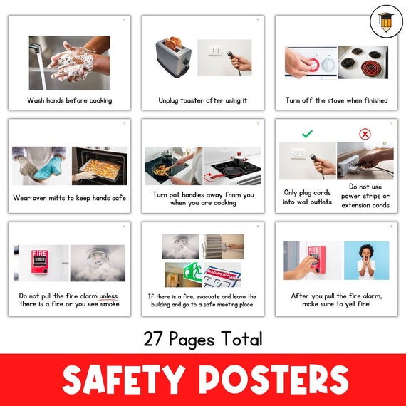 HOME SAFETY POSTERS | Fire Drill Routine | Home Safety | Educational Poster | Safety Posters | Kitchen Safety | Lifeskills | Safety for Kids