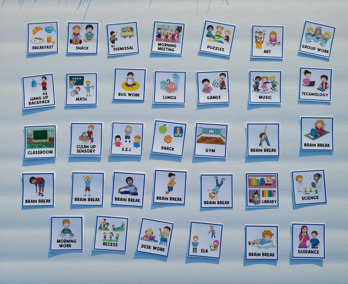 55 PICTURE CARDS | Class Schedule | First Then Board | Visual Aid ...