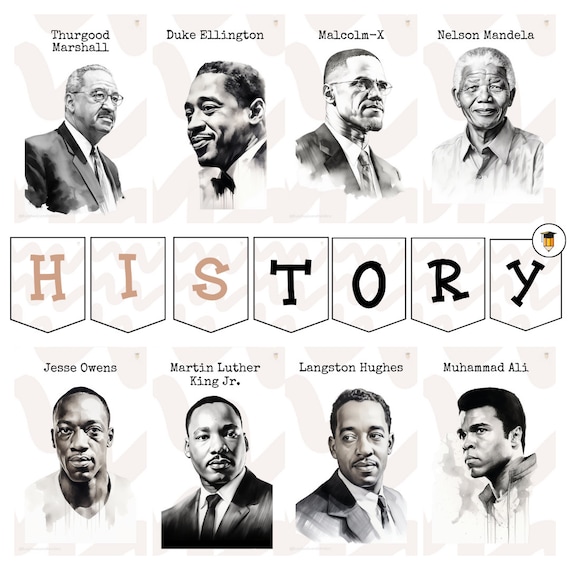 Black History Posters | Bulletin Board Display | Black History Decor | African American History | Printable Banner | Black and White|