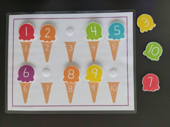 Number Matching | Counting |  Numbers |  1 to 20 | Preschool | Toddler | Busy Book | Homeschool | File Folder Games | Ice Cream | Montessori