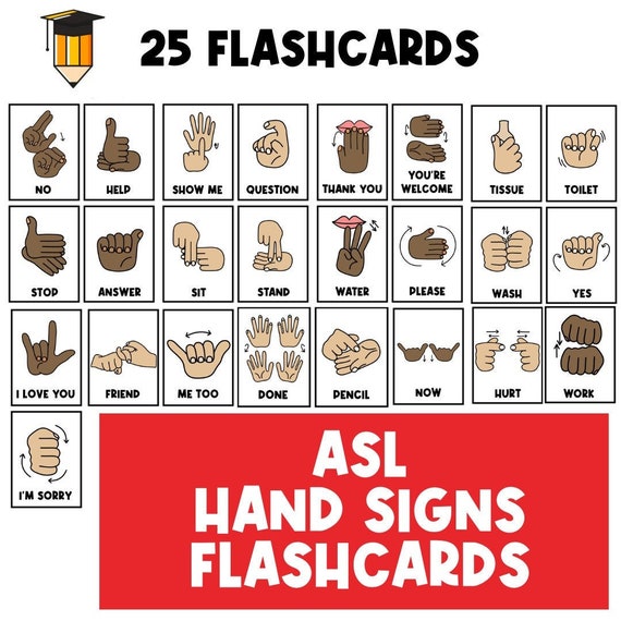 PHYSICAL COPY: ASL Flashcards | Hand Signs | Sign Language Flashcards | Communication | Flash Cards | Autism | Hand Signals | Deaf