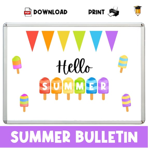 SUMMER BULLETIN BOARD | Hello Summer Theme | Class Visual | Display Board | Daycare Decor | Printables | Classroom Poster | Popsicle