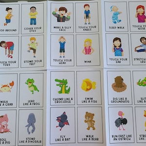 COPIE PHYSIQUE : Simon Says | Mouvement | Exercices pour enfants | Cartes flash pour enfants | Yoga | Remise en forme | Éducation physique | Activité de pause