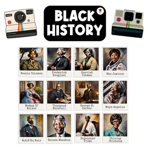 Black History Polaroid Photos | Bulletin Board Display | Black History Decor | African American History | Printable Banner | Black | Retro