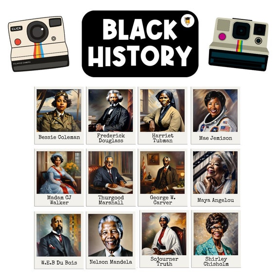 Black History Polaroid Photos | Bulletin Board Display | Black History Decor | African American History | Printable Banner | Black | Retro