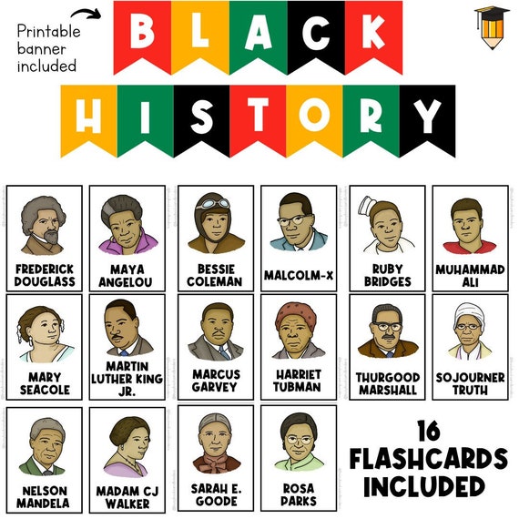 Black History Month Flashcards | Bulletin Board Display | Black History  | African American History | Printable Banner | Black Lives Matter
