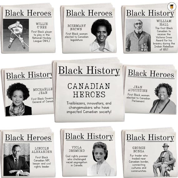 20 CANADIAN Black History Posters | Bulletin Board Display | Black History Decor | African American History | Printable | Newspaper