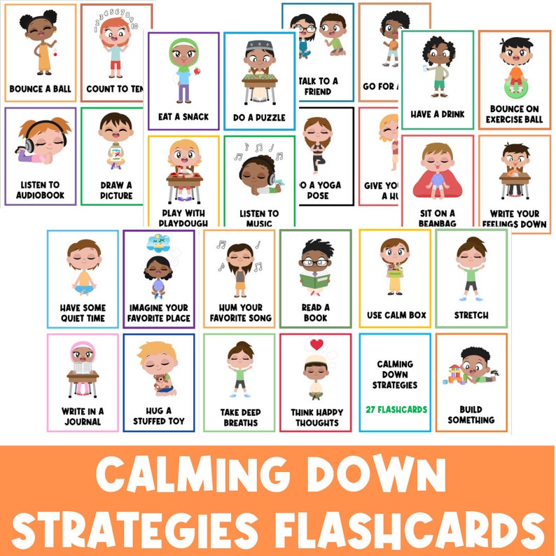 27 Calm Down Strategies Flashcards Coping Skills Calm Corner Techniques Communication FlashCards Busy Book Autism Activities image 1