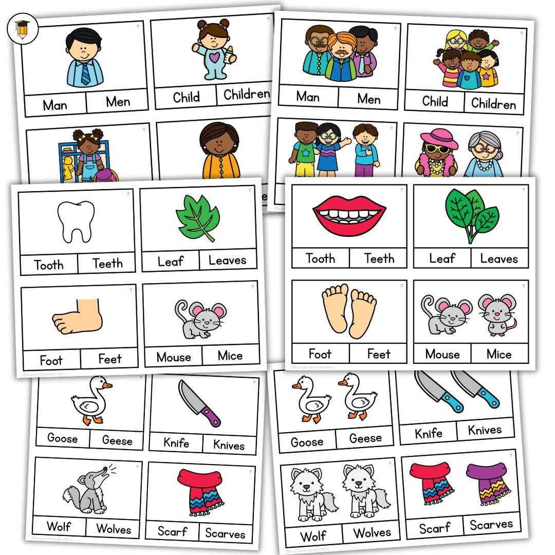 Tarjetas de tareas de sustantivos en plural / Tarjetas con imágenes de  sustantivos / Idioma inglés / Vocabulario / Tarjetas didácticas / Tarjetas  recortables / Actividades de ELA / Sustantivos irregulares - Etsy México, image size:1080x1080
