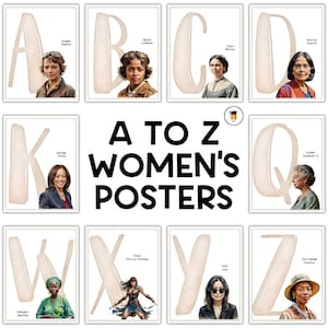 A bis Z: Monat der Frauengeschichte Poster | Pinnwand-Aufsteller | Geschichtsdekor der Frauen | Amerikanische Geschichte | Druckbares Poster | berühmte Frauen