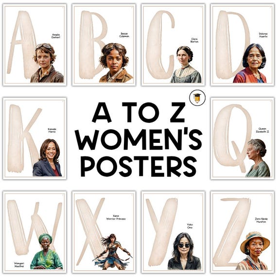 A to Z: Women's History Month Posters | Bulletin Board Display | Women's History Decor | American History | Printable Poster | Famous Women