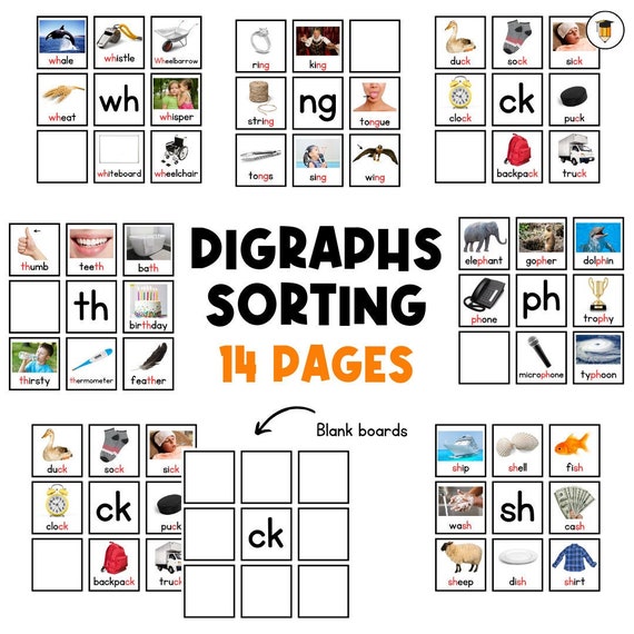 Digraphs | Phonics | Phonemic Awareness | Literacy | Blending | Language | Sorting Activities | Task Cards | Speech