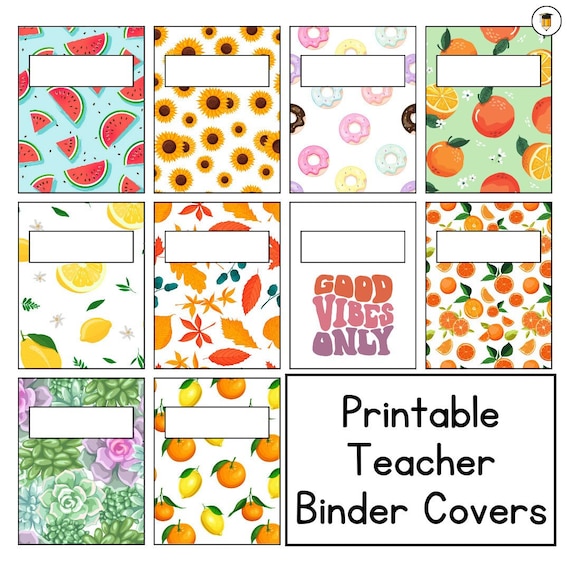 10 Teacher Binder Cover | Binder Cover for Teachers | Back to School Printables | Student School Supplies | Binder Cover | Binder Spine