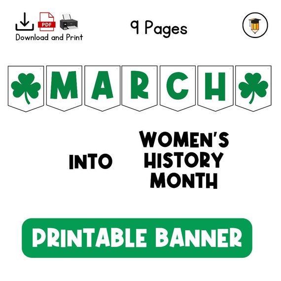 MARCH BANNER | Women's History Month Posters | Bulletin Board Display | Women's Day History Decor | History | Printable Banner | Womens Day
