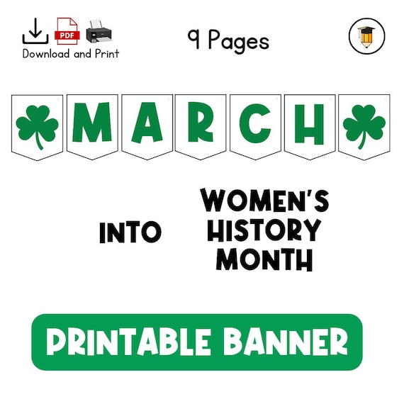 MARCH BANNER | Women's History Month Posters | Bulletin Board Display | Women's Day History Decor | History | Printable Banner | Womens Day