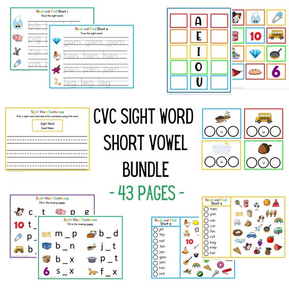 CVC Sight Word Bundle | CVC Sight Words | Literacy Centers | Busy Book | Preschool Writing | Kindergarten | Phonics | Spelling  | Homeschool