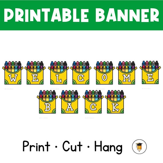 CRAYON BULLETIN BOARD | Welcome Back | Back to School | Printable  Banner | Kindergarten Printables | Printable Back to School Banner