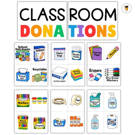 Classroom Donation Cards for Parents | Teacher Wish List | School Supply Wishlist | Parent Donation Bulletin Board | Back to School Supplies