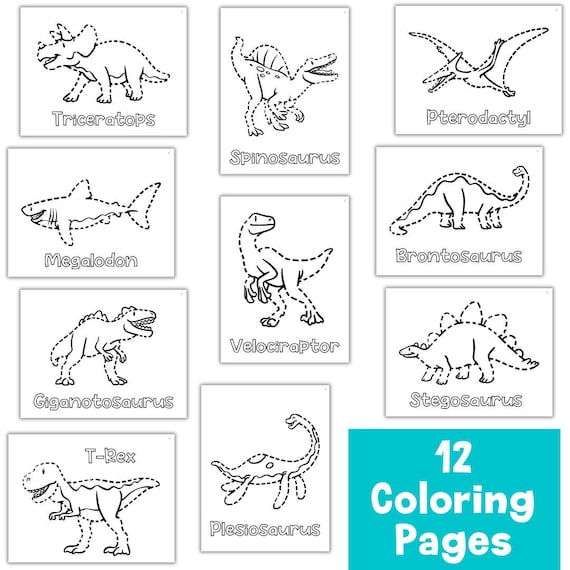 Dinosaur Coloring Page | Coloring  Activities | Personalized Name | Dinosaur Worksheet | Dinosaurs | Gifts | T-Rex | Instant Download