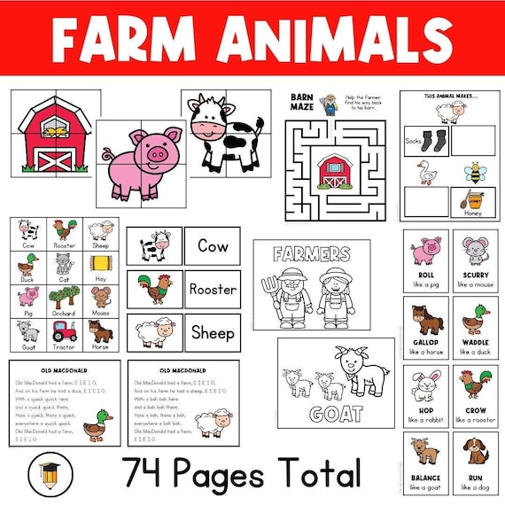 FARM ANIMALS | Preschool Animal Puzzle | Coloring Pages | Matching | Early Years | Movement Flashcards | Children's Puzzles | Farm Busy Book