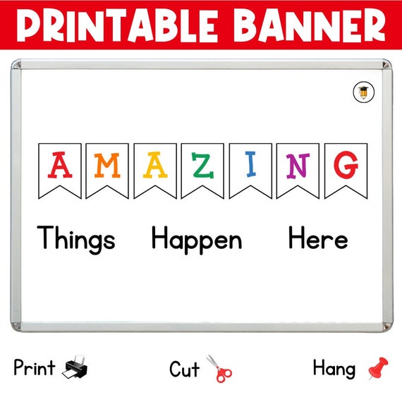 AMAZING Things Happen Here | Printable Banner | Bulletin Board | Rainbow Bulletin Board | Back to School Printables | Classroom Decor