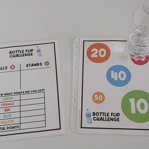 Water Bottle Flip Challenge Paper Games Printable Activities Challenges