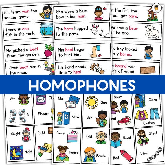 Homophones Flashcards | Vocabulary | Parts of Speech | Positional Words | Kindergarten | ELA | Literacy Center | Language | Homographs | slp