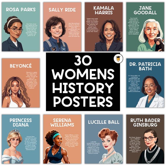 30 Women's History Month Posters | Bulletin Board Display | Women's History Decor | American History | Printable Banner | Famous Women |
