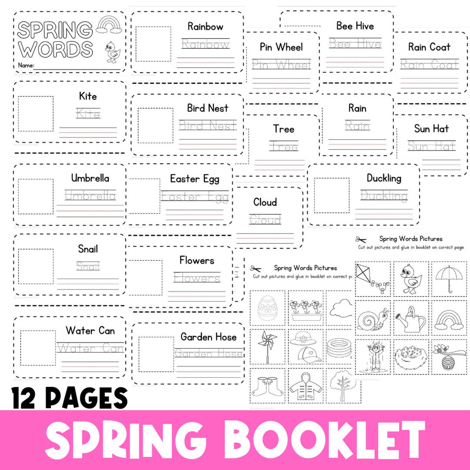Spring Activities Kindergarten Cut and Paste Reading - Etsy
