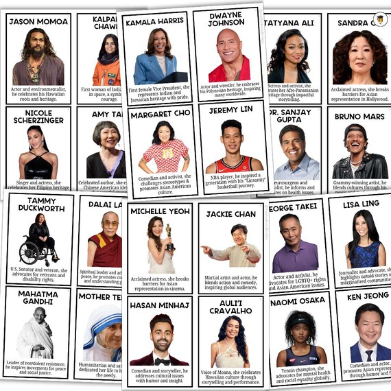 40 AAPI Flashcards | Asian Americans and Pacific Islanders | Bulletin Board Display | Asian American Decor | AAPI History | Printable Poster