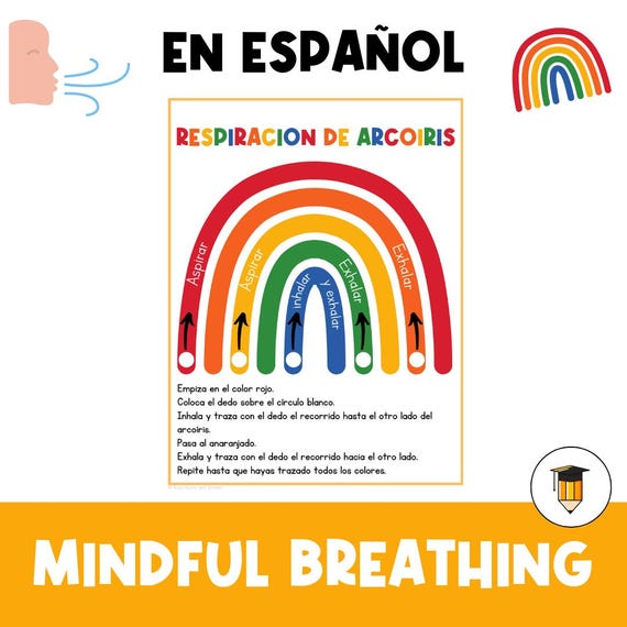 SPANISH Rainbow Deep Breathing | Grounding | Calm Down Strategies | Coping Skills | Calm Corner | Techniques | Busy Book | Printable