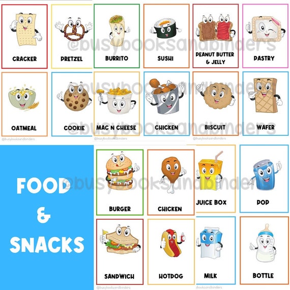 46 Food Flashcards  Fruits | Vegetables | Printable Flash Cards | Kindergarten | Sight Words | Fast Food | Snacks | Grocery | Shopping