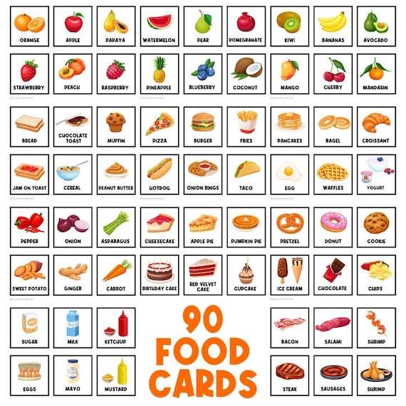 183 FOOD CARDS | Food Choice Boards | Food Pics | Visual Aid Schedule | Choice Board  | Task Card | Autism | First Then | Food Picture Card