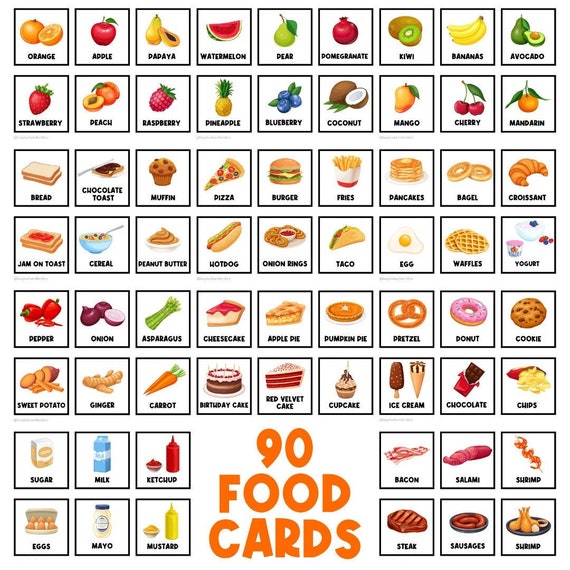 183 FOOD CARDS | Food Choice Boards | Food Pics | Visual Aid Schedule | Choice Board  | Task Card | Autism | First Then | Food Picture Card