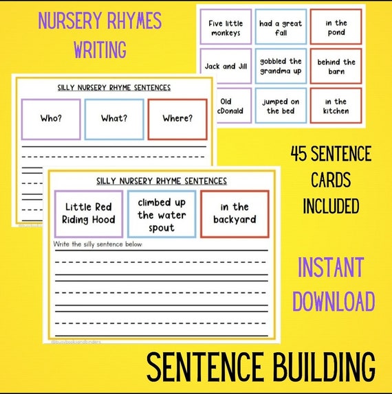 Nursery Rhymes | Grammar Worksheets | Parts of Speech | Spelling | Sentence Building | Kindergarten Writing |  Worksheets | Download