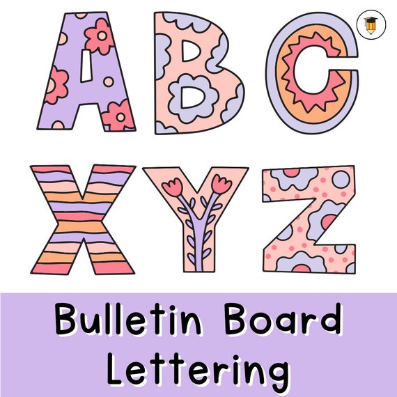 Alphabet Bulletin Board Lettering | Back to School | Printable Letter | Retro | Groovy | Typography | Alphabet Posters | Flashcards | A to Z