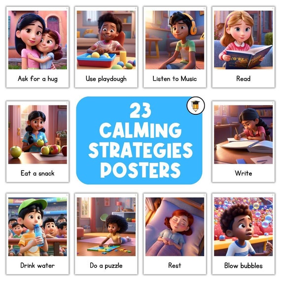 23 Calming Strategies Self Regulation Posters | Coping Skills | Flashcards | Communication | Behavior | Autism | Calm Corner | Classroom