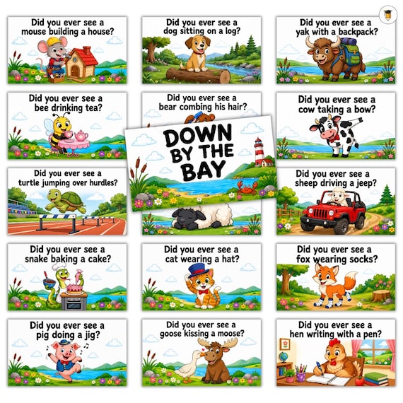 Down By the Bay Song | Song Cards | Kindergarten Songs | Preschool Songs | Circle Time Activities for Kids | Camp Songs | Camp Printables
