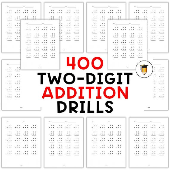 Two-Digit Addition Math Worksheets | Addition Worksheets | Math Drills Worksheets | Preschool Counting | Numbers | Math Centers | Download