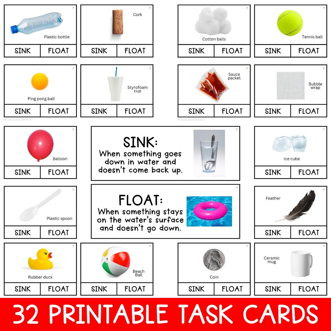 32枚の沈むか浮くかのタスクカード | 観察スキル | 子供向け科学実験 | クリップカード | データ管理 | 物質の特性 - Etsy 日本