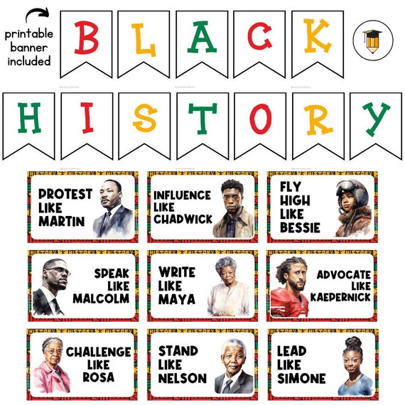 Black History Posters | Bulletin Board Display | Black History Decor | African American History | Printable Banner | Black Lives Matter |