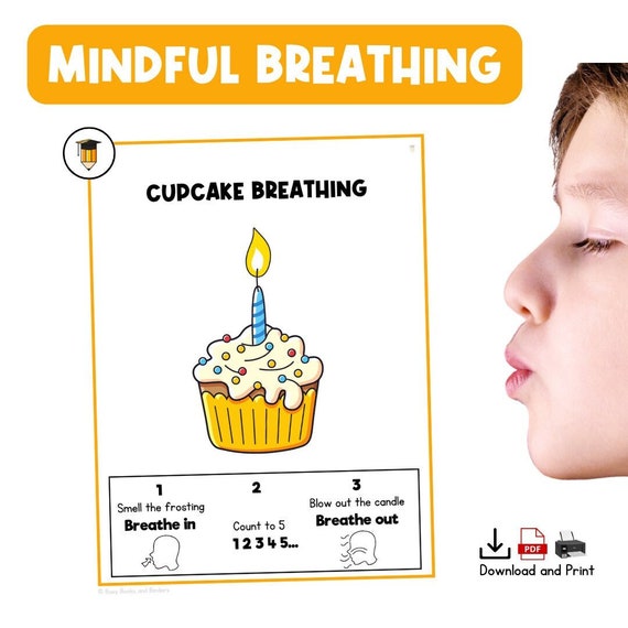 CUPCAKE BREATHING | Grounding | Calm Down Strategies | Poster | Coping Skills | Calm Corner | Techniques | Busy Book | Autism Activity