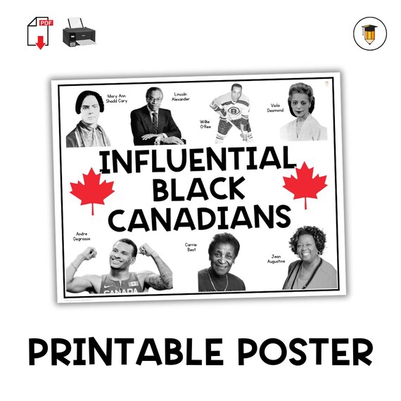 Influential Black Canadians Posters | Bulletin Board Display | Black History Decor | African American History | Printable Black History