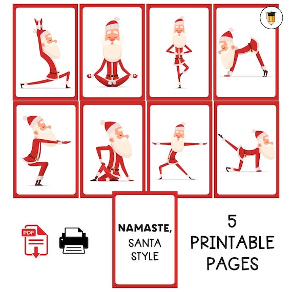 Santa Yoga Posters | Physical Education | Yoga for Kids | Christmas Activities for Children |